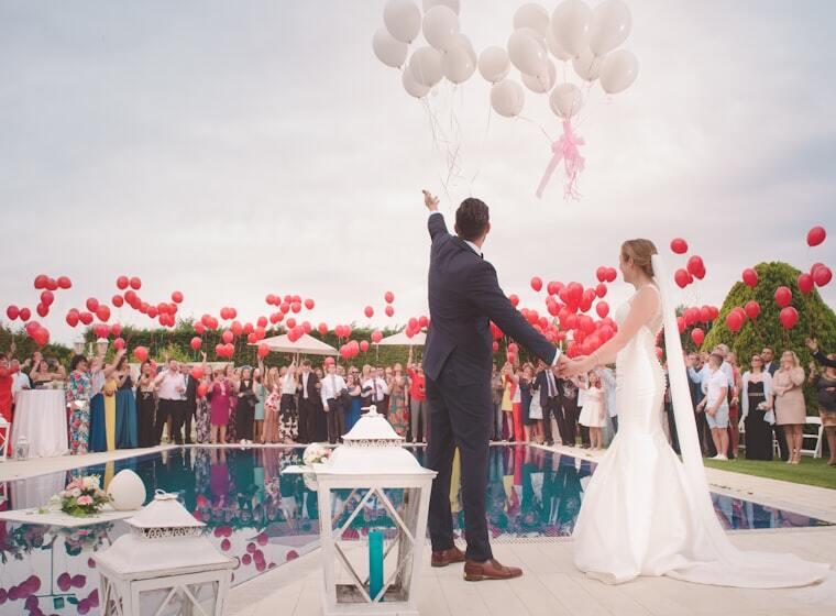 A couple celebrating their wedding